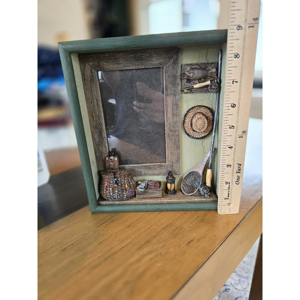 Jordan Mark outdoor fishing tackle 3D Shadowbox 4x6 inch photo frame Resin/Wood